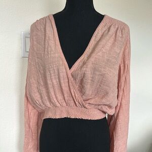 Free People Pink Wrap Blouse